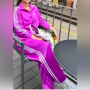 2pcs adidas Firebird Track Jacket and Wide leg Satin Pants Set